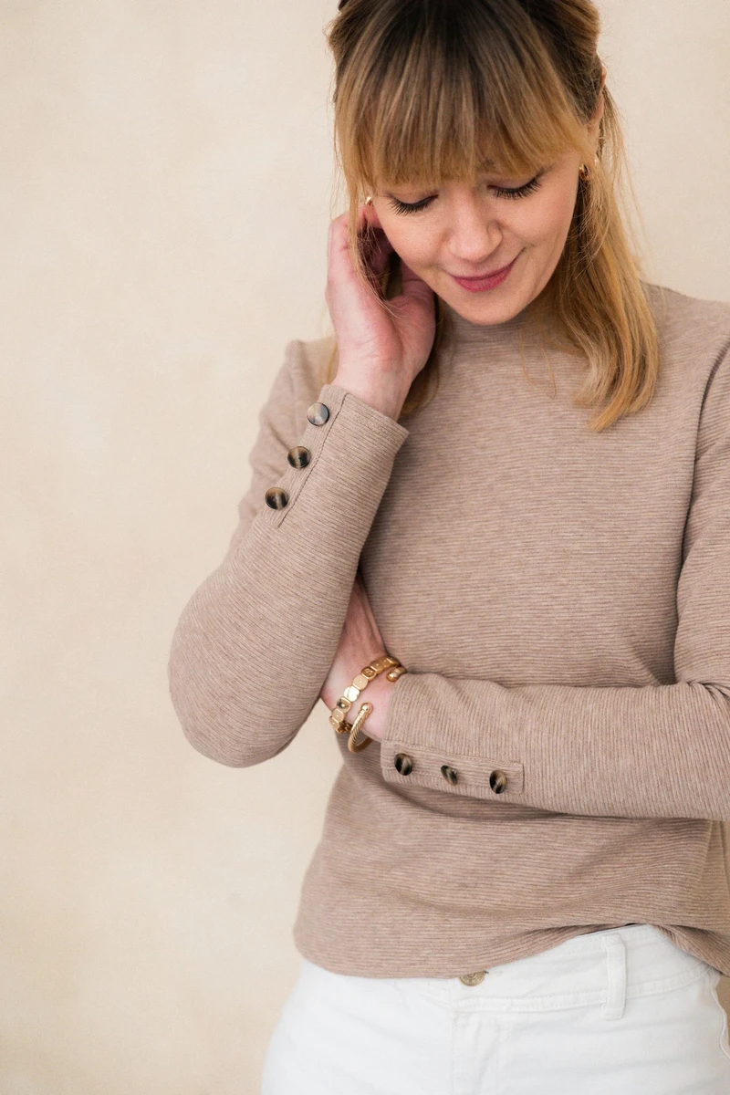 Joli Kit Couture - Top Anaé jersey marron chiné