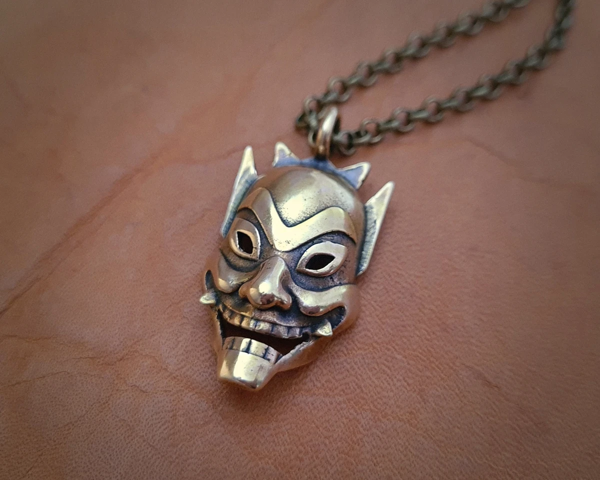 Mask Necklace Pendant Accessories Pin Brass and Silver