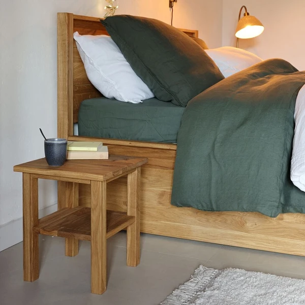 RENO - Table de chevet en chêne massif 1 tablette - bois clair