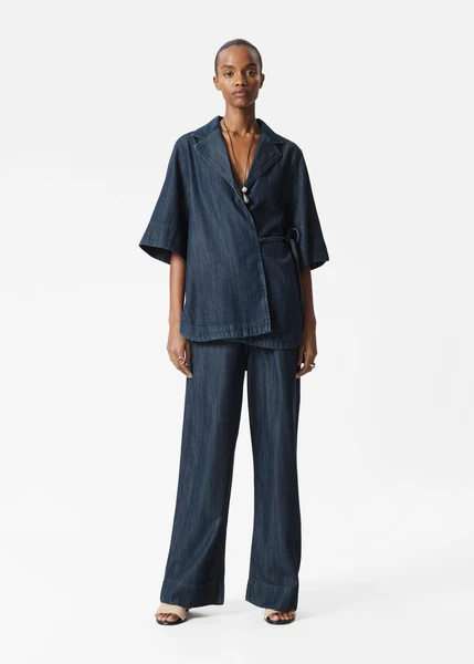 Chemise cache-cœur en jean