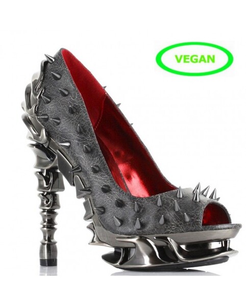Escarpins à pics gris et rouges Gothiques Hades Footwear