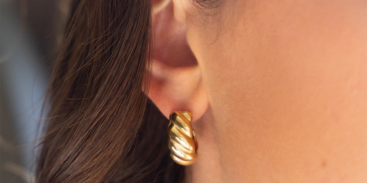 Boucles d'oreilles Aisa (Acier doré)
