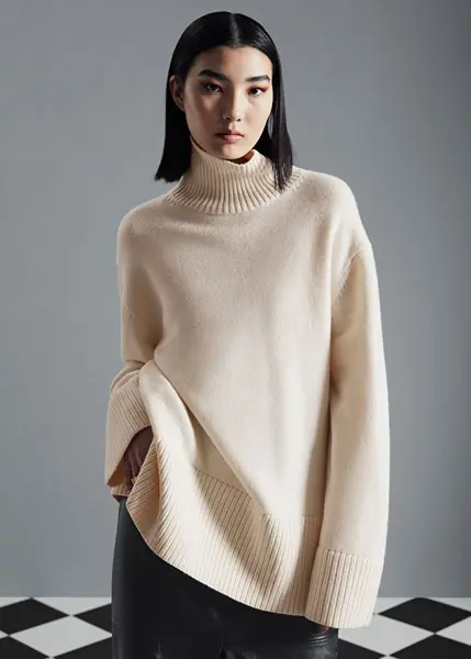 Pull en maille à col montant
