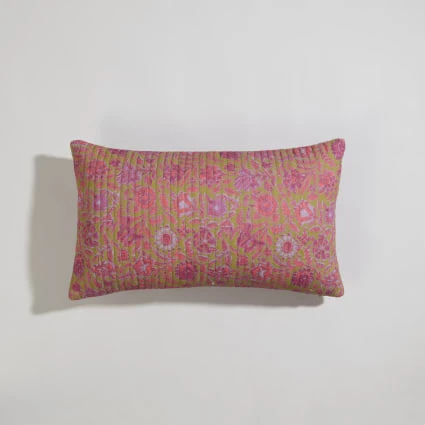 Coussin reversible en coton imprimé matelassé multicolore 50x30 Indie | Maisons du Monde