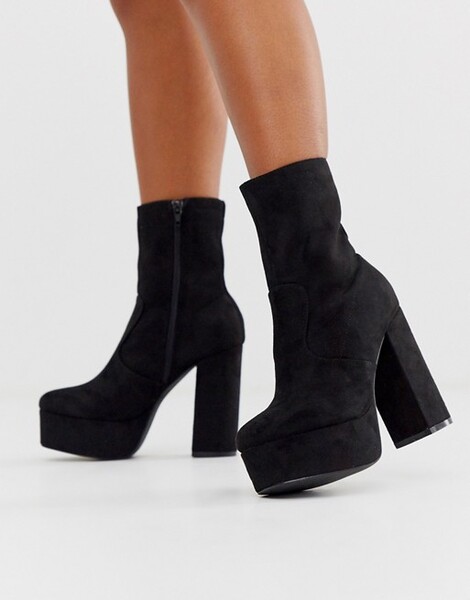 Truffle Collection - Bottes à plateformes et talons carrés - Noir | ASOS