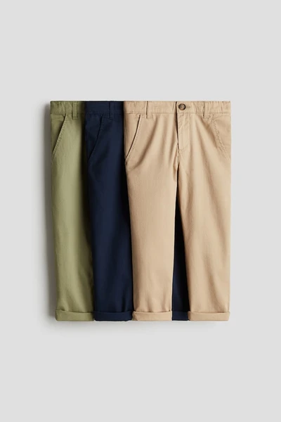 Lot de 3 chinos en twill de coton