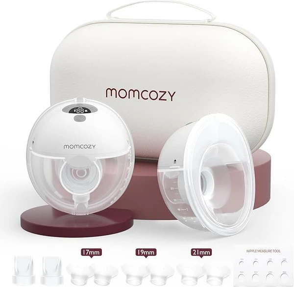 Momcozy M5 Tire-Lait Electrique Mains Libres Portable, de la Bouche de Bébé Bride à Double Étanchéité, 3 Modes & 9 Niveaux Réglables, Confort 24 mm (Gris, 2 Pièces)
