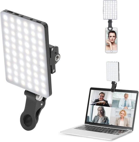Newmowa | 60 LED High Power Rechargeable Clip Fill Video Conference Light with Front & Back Clip