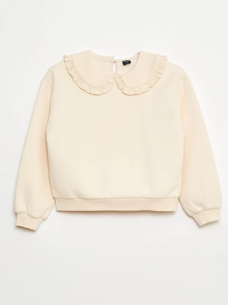Sweat uni à col fantaisie