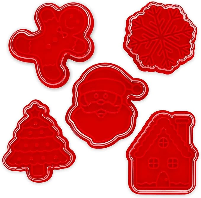 Legami - Emporte-pièces, Christmas, Cookie Cutters, lot de 5 formes différentes avec tampon, adaptés également aux enfants