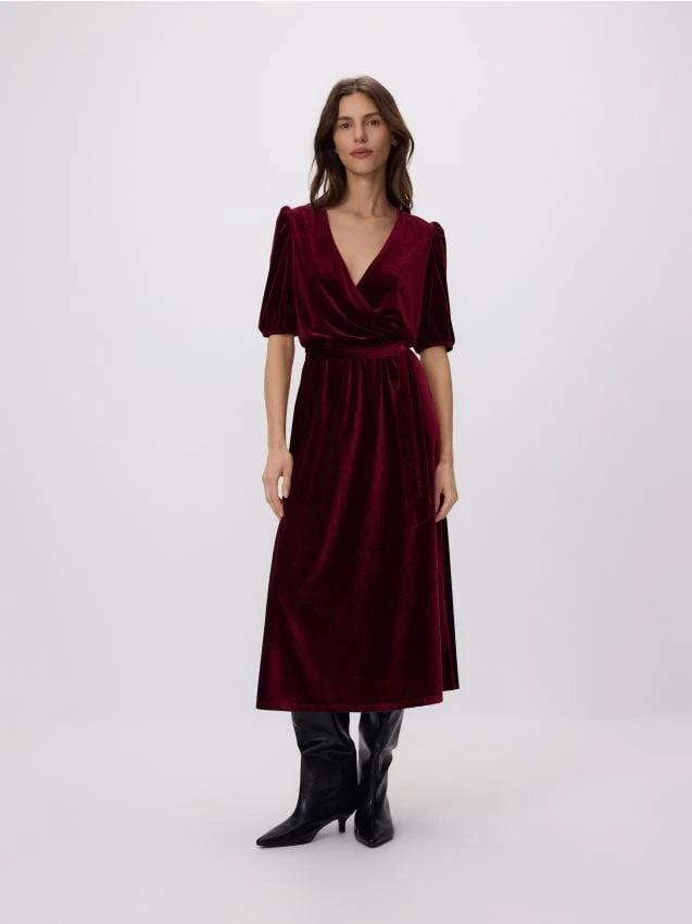 Robe midi en velours