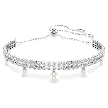 Bracelet Ariana Grande x Swarovski, Perle de cristal, Taille ronde, Blanc, Métal rhodié