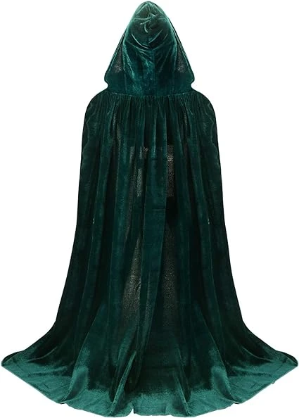 Proumhang Cape à Capuchon Velours Enfant Vampire Magicien Déguisement Costume Halloween Noël Easter Carnaval Vert L