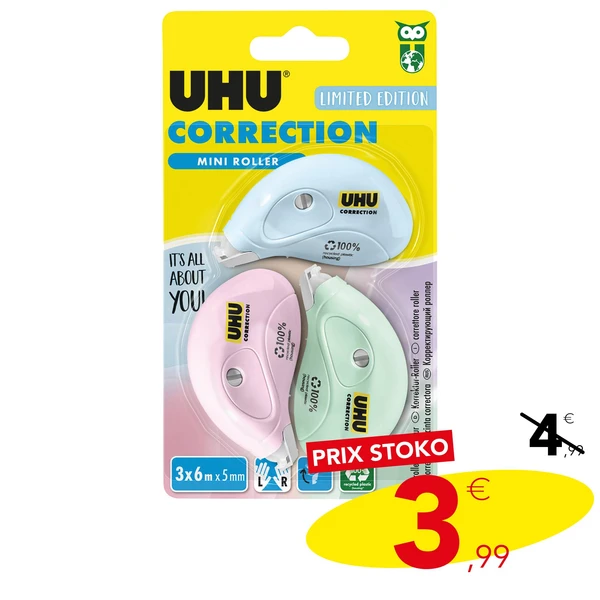 Lot de 3 rollers de correction mini pastel