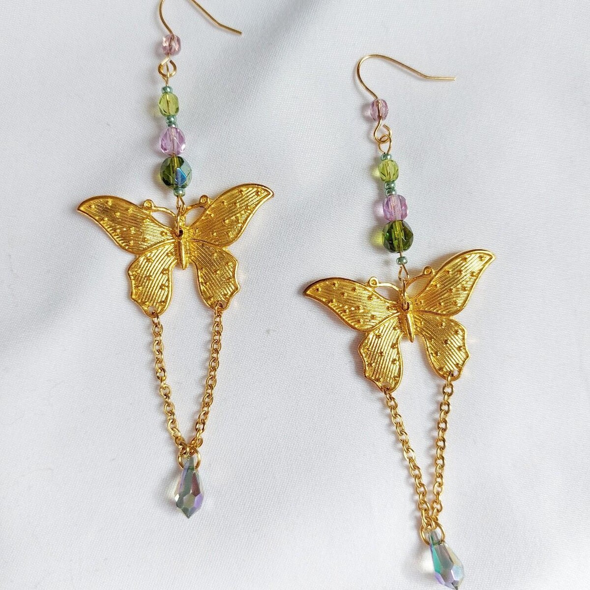 Upcycled earrings made with vintage crystal beads...