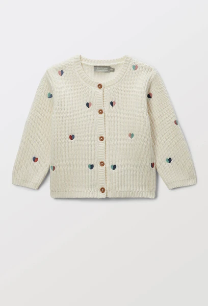 Cardigan tricot brodé en coton