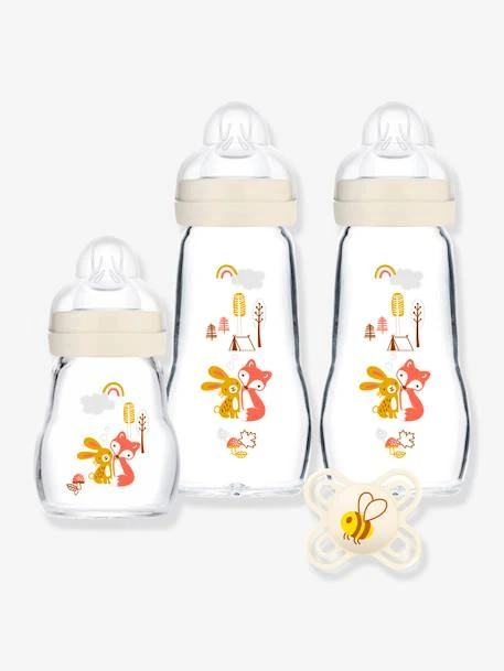 Coffret de biberons en verre beige - Mam