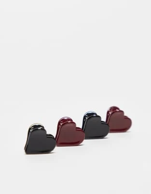 ASOS DESIGN - Lot de 4 pinces à cheveux en cœur - Multicolore