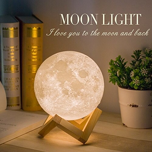 Mydethun Moon Lamp Moon Light Night Light for Kids Gift for Women USB Charging and Touch Control Brightness 3d Printed Warm and Cool White Lunar Lamp