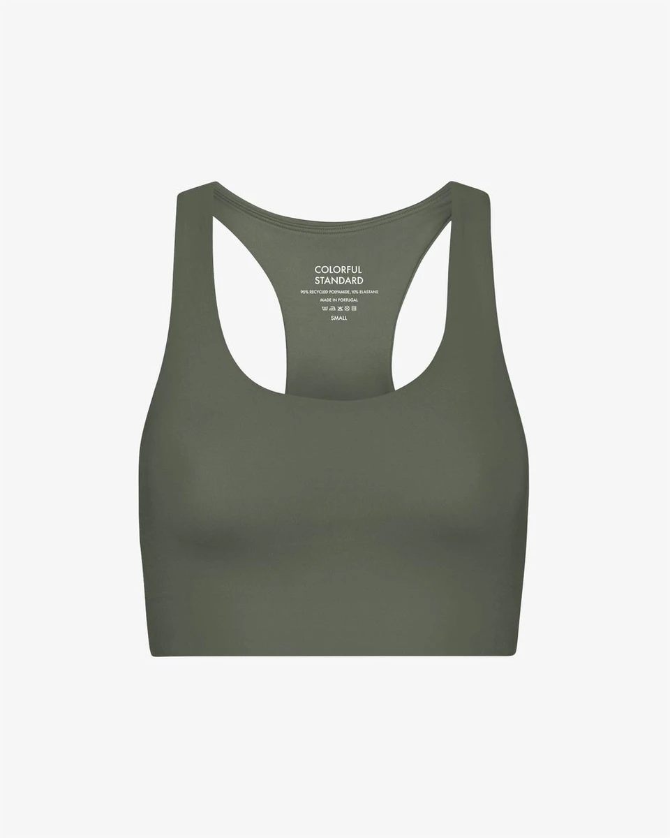 Brassière en recyclé | dusty olive "active cropped bra dusty olive" Colorful Standard