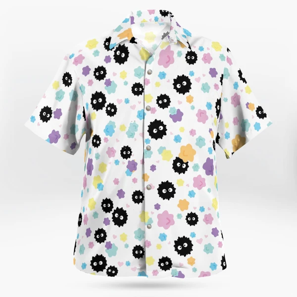 Ghibli Soot Sprites Button Up Hawaiian Shirts