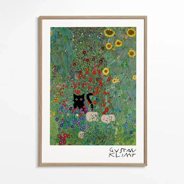 Gustav Klimt Garden Cat Print