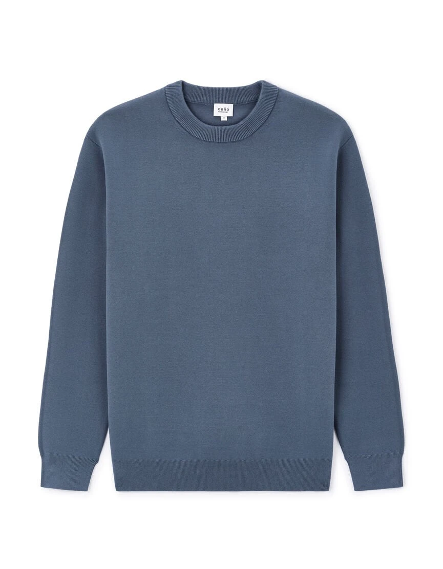 Pull col rond coton mélangé - marine