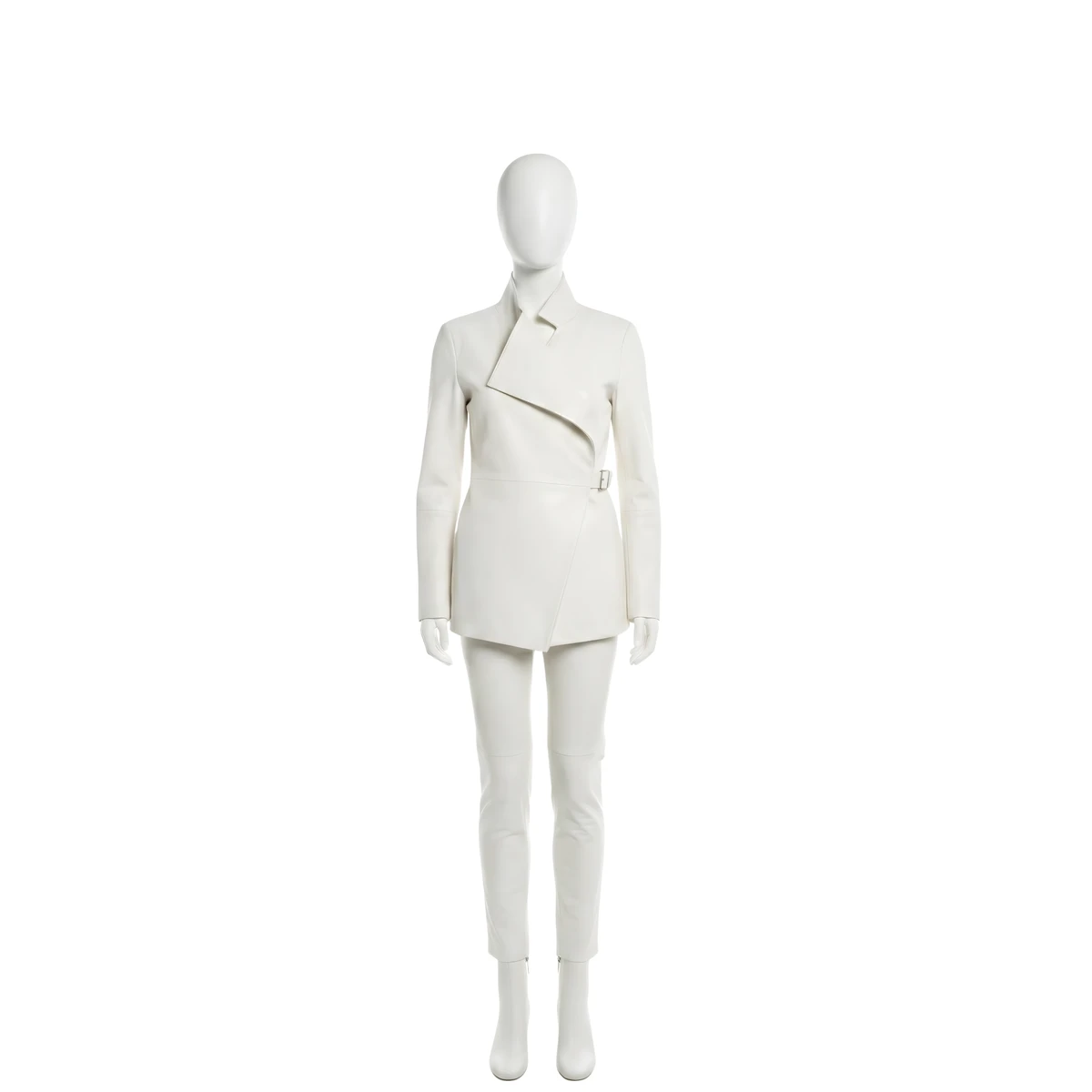 Women's Leather Suit – Asymmetrical Jacket & Slim Pants, Avant Garde Fashion