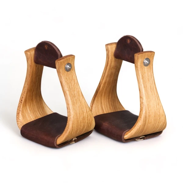 Étriers western de luxe en bois véritable faits main 4"
