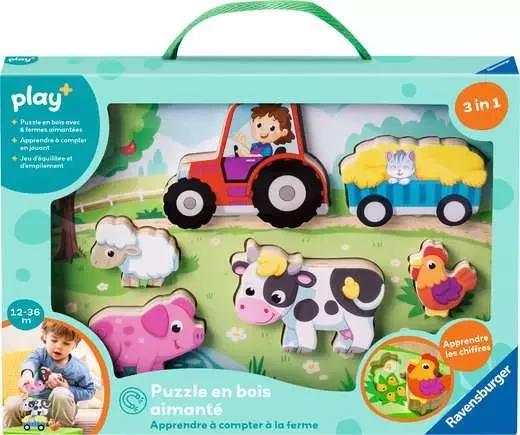 Puzzle en bois aimanté: Apprendre à compter à la ferme | Jouets 6 mois et Puzzle en bois aimanté: Apprendre à compter à la ferme | Jouets 6 mois et