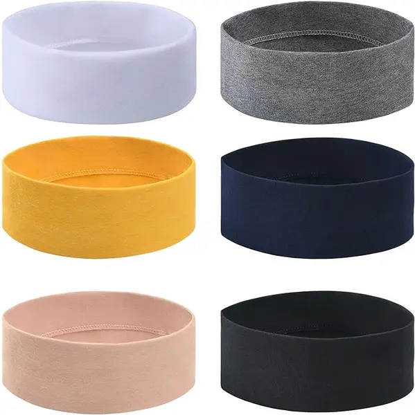 URAQT Headbands Élastique, Lot de 6 Bandeau Cheveux Femme, Bandeaux de Yoga, Bandeaux de Course Accessoires de Cheveux D'entraînement Sportif, Couleur Unie