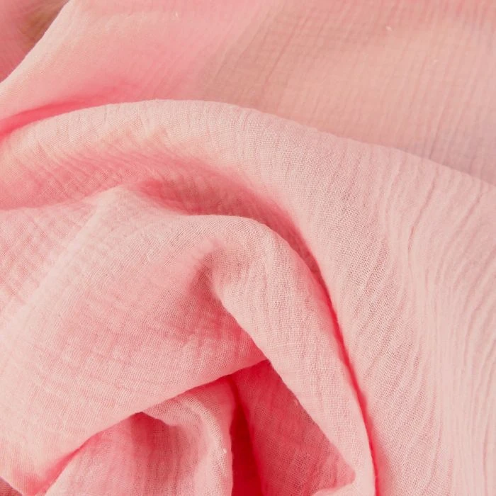 Tissu double gaze oeko-tex - rose clair