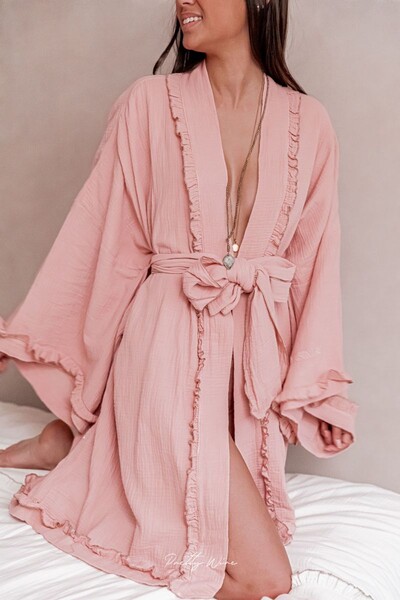Astre rose lurex - kimono gaze de coton