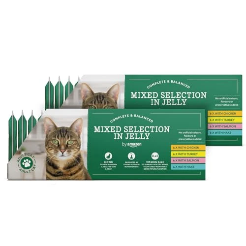 by Amazon Aliment Complet Pour Chats Adultes, Sélection Mixte en Gelée, 4.8 kg, 48 lot de 100g