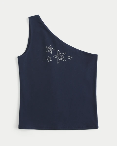 Asymmetrical Shine Graphic Tank