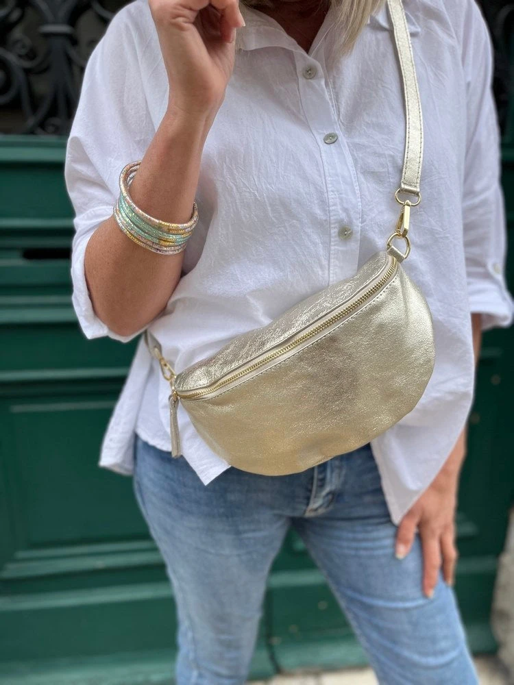 Banane Tosca M/L en cuir doré