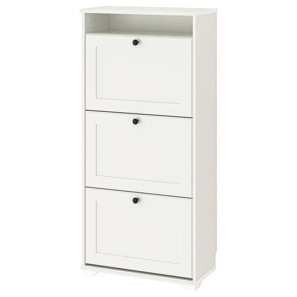 BRUSALI Armoire à chaussures 3 casiers - blanc 61x30x130 cm