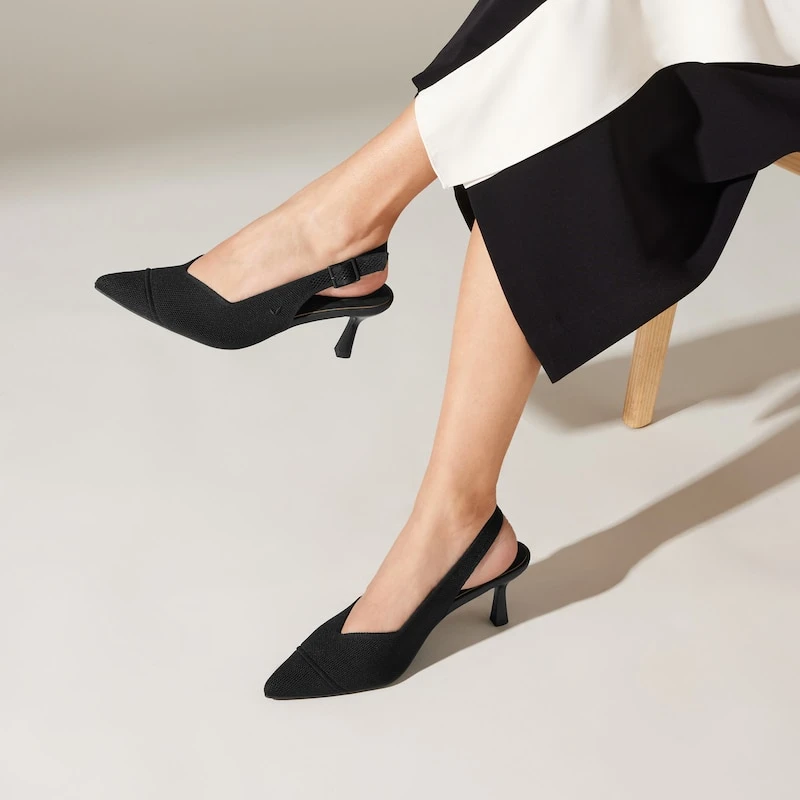 Pointed-Toe Slingback Sandals (Addison), Black, EU37.5 | VIVAIA