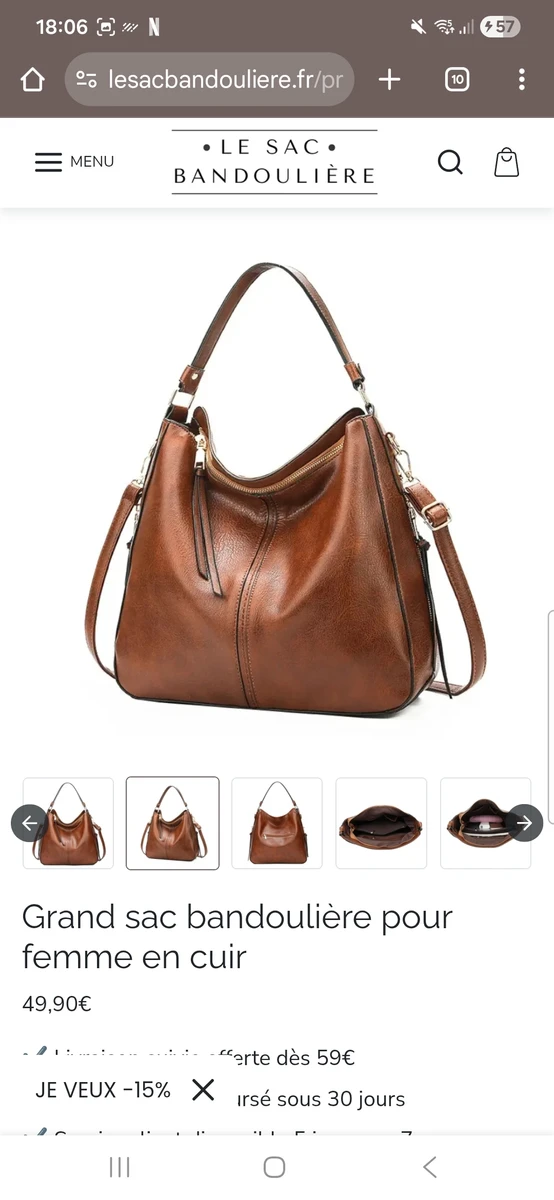 Grand sac cuir marron