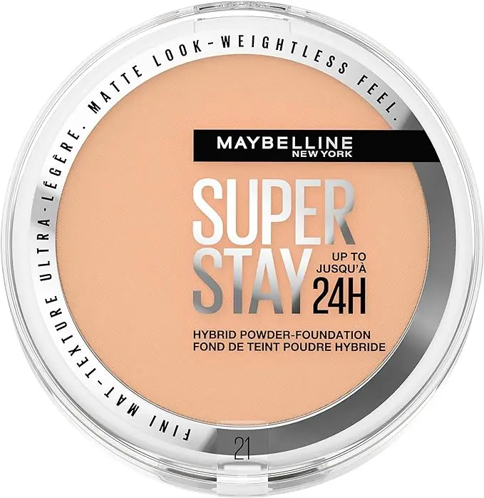 Maybelline New York - Fond de Teint-Poudre Hybride - Longue Tenue - Couvrance Mate Lumineuse - Vegan & Waterproof - Tous Types de Peaux - Superstay 24H - Teinte : 21 - 53 g