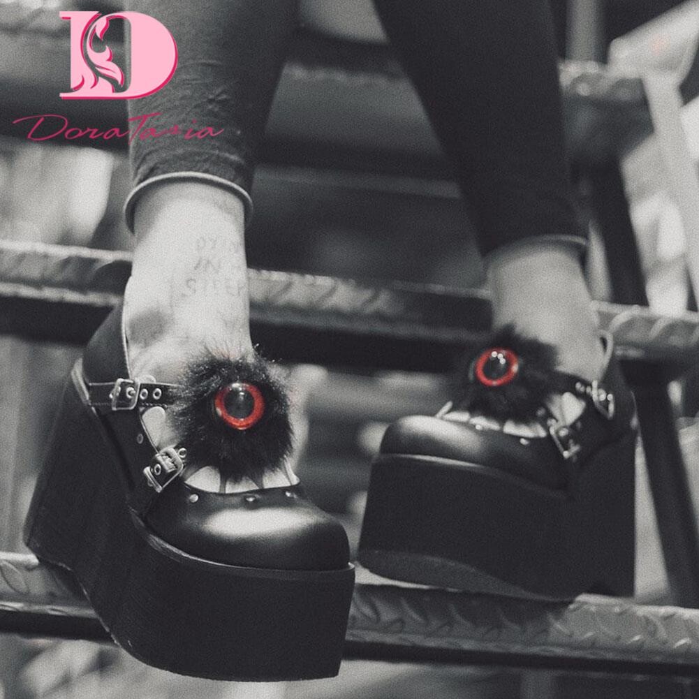 Brand New Ladies Lolita Mary Janes Platform Pumps Fashion Buckle Wedges High Heels Women's Pumps Sweet Gothic Punk Shoes Woman