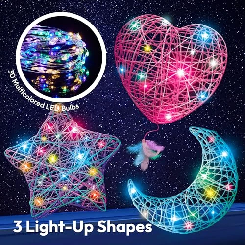 Klever Kits Kit d'art de corde 3D pour enfants de 8 9 10 11 12 ans, arts et artisanat, ensemble de lanternes à faire soi-même pour filles, jouet lumineux à guirlande lumineuse, cadeaux d'anniversaire