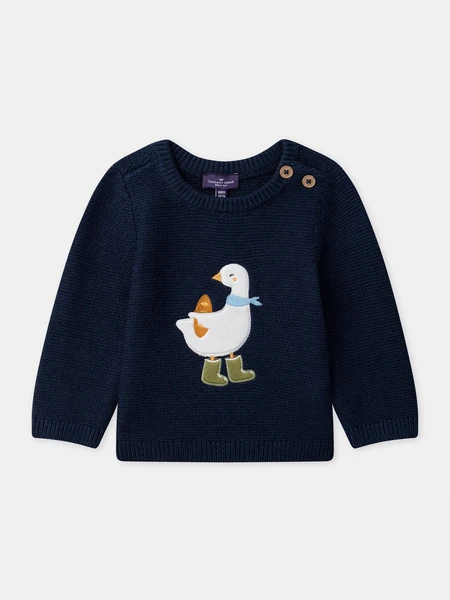 Pull bleu foncé à patch oie Bébé Garçon
