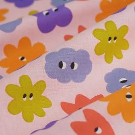 Tissu cretonne Zigotos rose