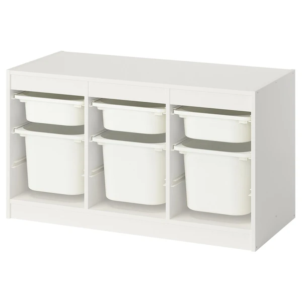 TROFAST Combinaison structure + bacs - blanc/blanc 99x44x56 cm