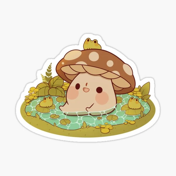 Champignon mignon dans un étang de grenouille | Sticker