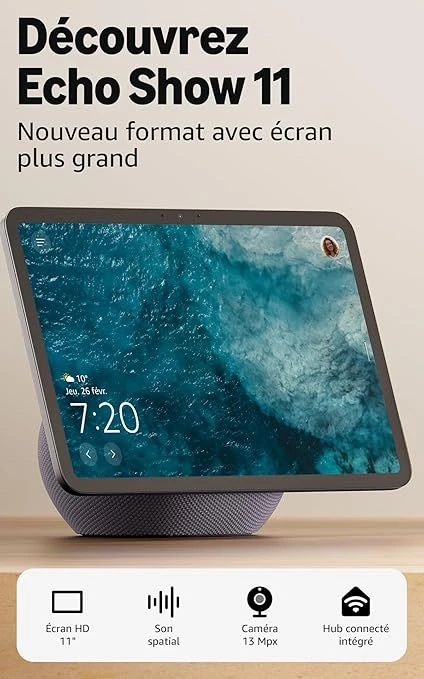 Amazon Echo Show 11 (nouvelle génération) : écran Full HD 11" aux couleurs éclatantes avec affichage plus grand, son spatial et Alexa (graphite)