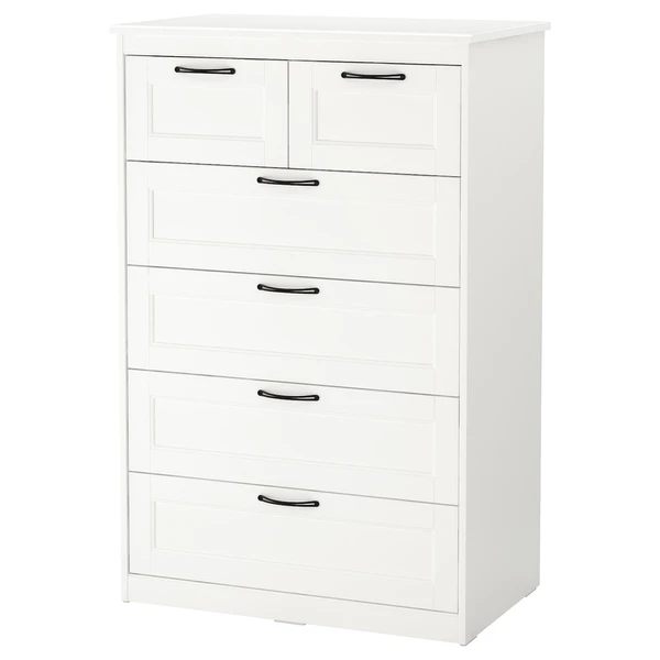 SONGESAND Commode 6 tiroirs - blanc 82x126 cm