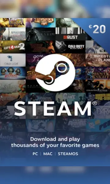 Steam Gift Card 20 EUR - Steam Key - For EUR Currency Only