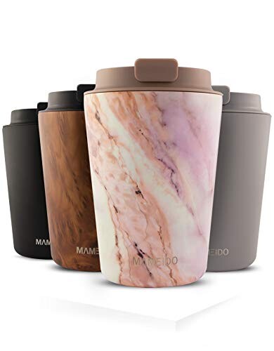 MAMEIDO Mug Isotherme 350 ML Pearl Marble - Thermos Café, Tasse à thé en Acier Inoxydable sans BPA, 100% Hermétique, 4 Heures de Chaleur